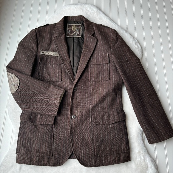 Marc Ecko Immortalize Blazer Sport Coat Jacket Mens Large Egyptian Stripe - Picture 2 of 9